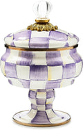 MACKENZIE-CHILDS Enamel Curiosity Pot, Decorative Container for Home Decor, Purple-and-White Violet Check