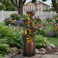 39.7''H 5-Tier Relaxing Outdoor Indoor Garden Water Fountain Decor - for Contemporary Design for Garden, Patio, Deck, Porch, Backyard and Home Art Decor Brown