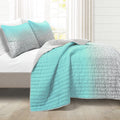 Lush Decor Glitter Ombre Metallic Print 5 Piece Comforter Set, Full/Queen, Aqua & Gray