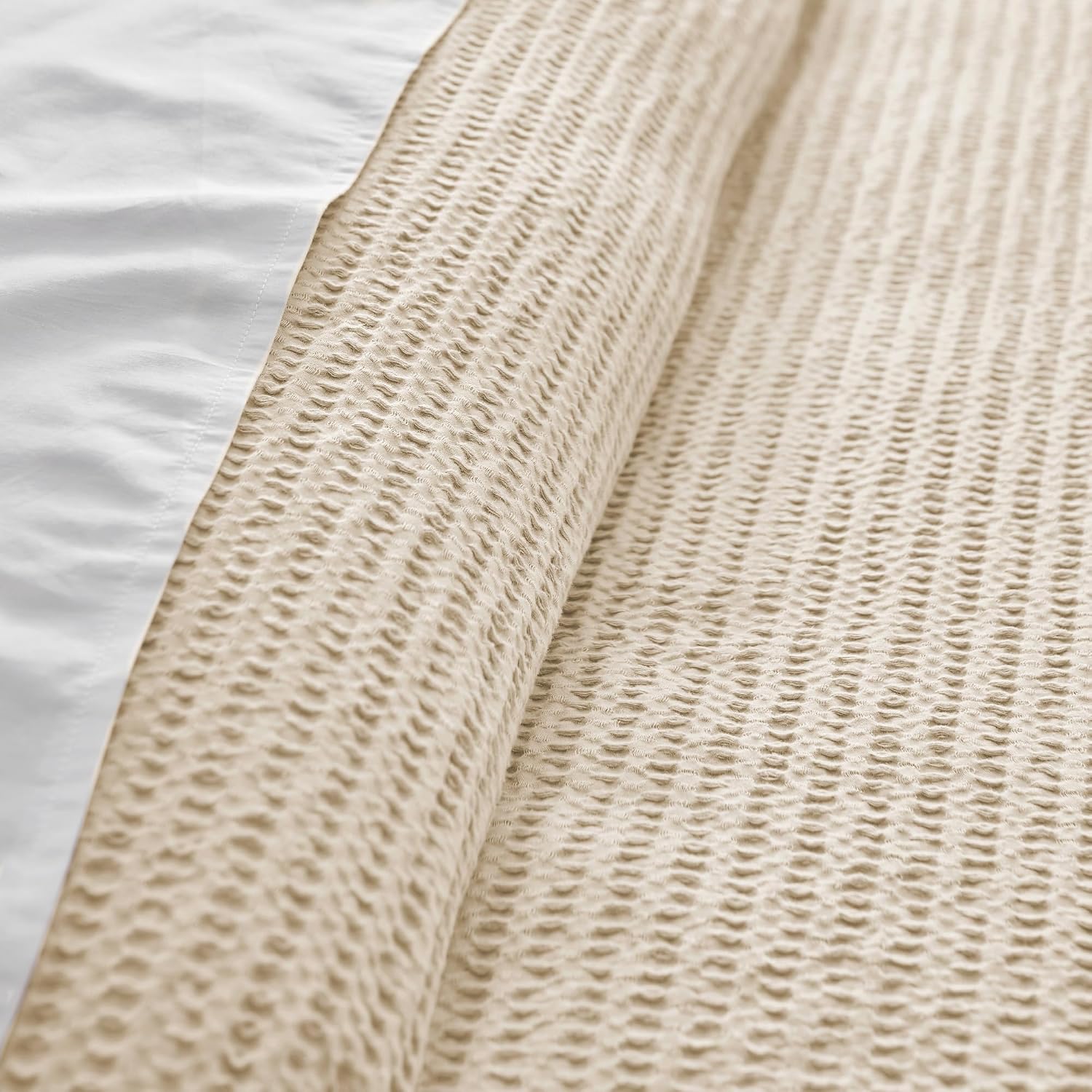 Levtex Home Cloud Waffle Twin/Twin XL Comforter Set (68x88in) with 1 Pillow Sham (26x20in) - Solid Waffle Cotton Texture - Undyed Cream - 100% Cotton Twin Size Comforter Set - Soft, Pre-Washed