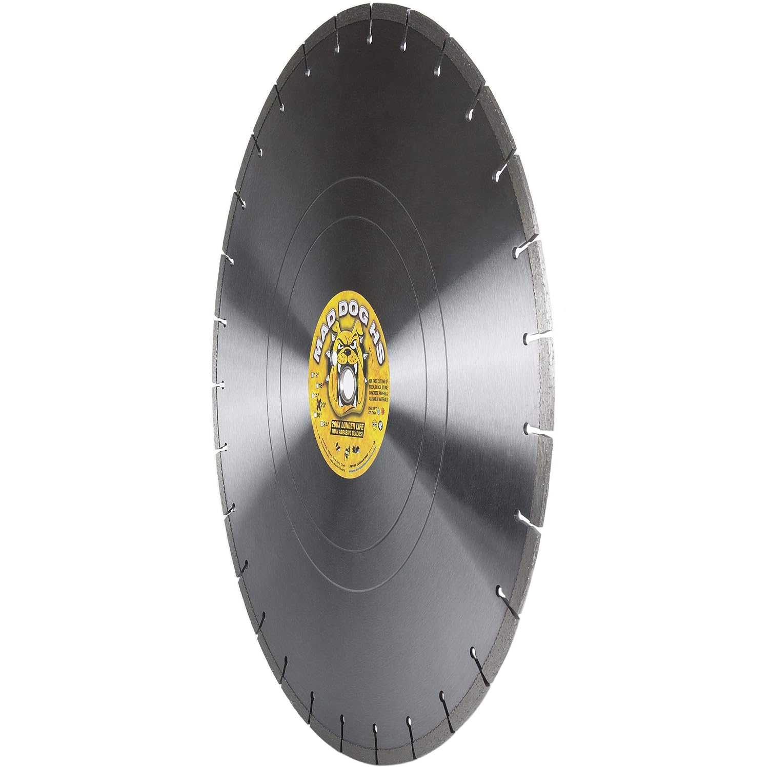 Delta Diamond Mad Dog HS 20 Inch Segmented Diamond Saw Blade, .140 X 1 Arbor, Made in USA, Premium, Wet/Dry, Laser-Welded, General Purpose Cutting Concrete, Masonry, Stone (20')
