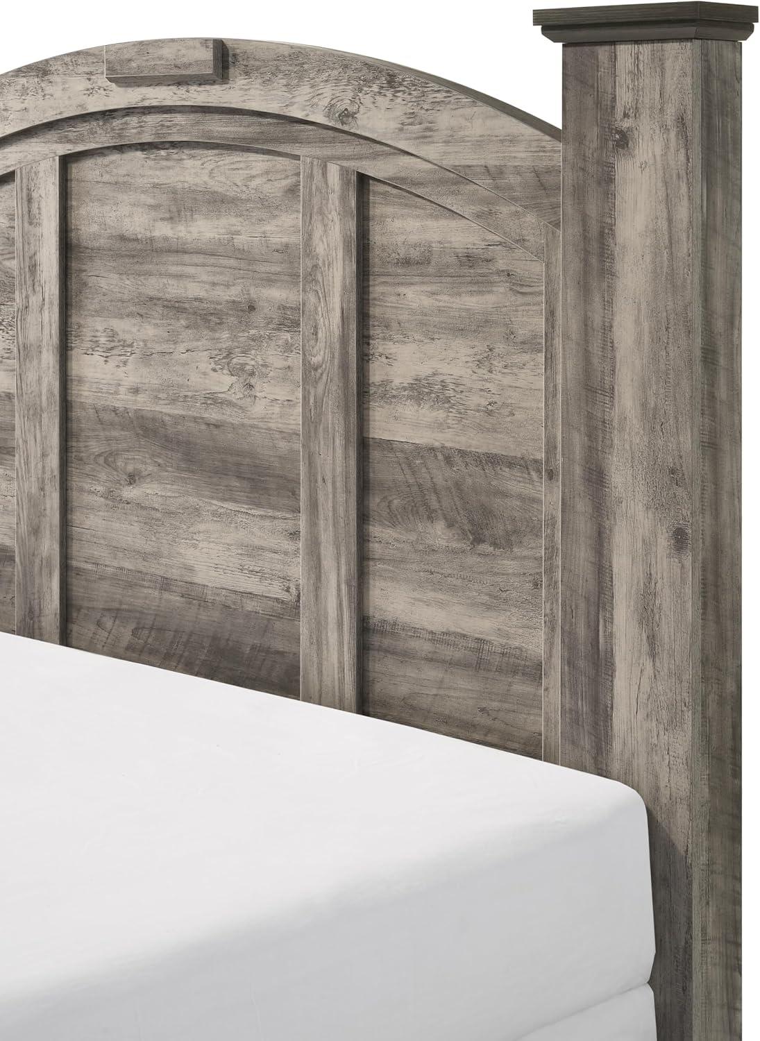Generic Rustic Gray Poster Queen Size 6pc Panel Bed Set Storage Wooden Master Bedroom Furniture, Grey