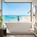 66' Freestanding Acrylic Soaking Tub,Large Freestanding Bathtub with Non-Slip Surface, Overflow and Drain Included, Freestanding Bathtub with Chrome Drain, Deep Stand-Alone Tub for Relaxing Home Spa