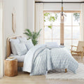 Peri Home 100% Cotton 3-Piece Comforter and Sham Set, King, Blue Ikat Eyelet