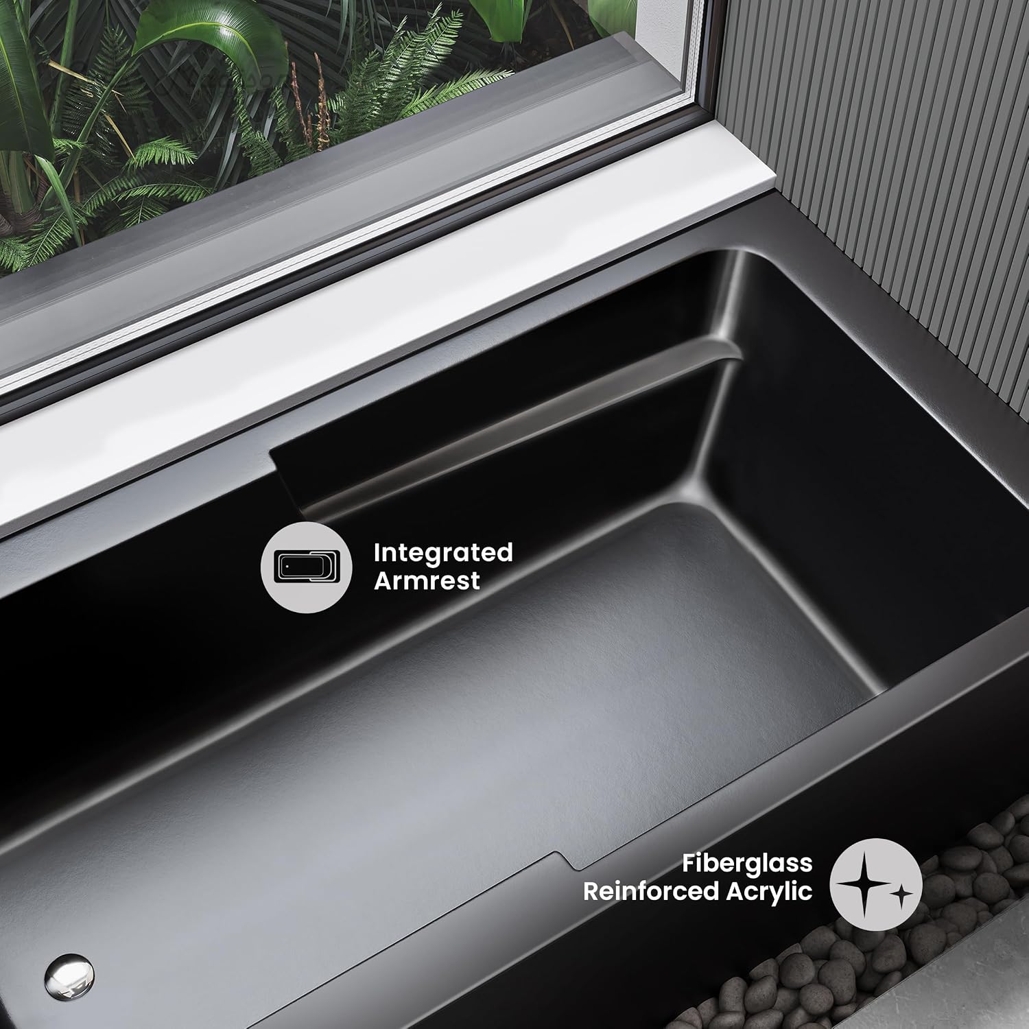 Swiss Madison Voltaire 60 x 32 Skirted Left Drain Soaking Apron Bathtub in Matte Black with Integrated Overflow and Armrest, Drain Included