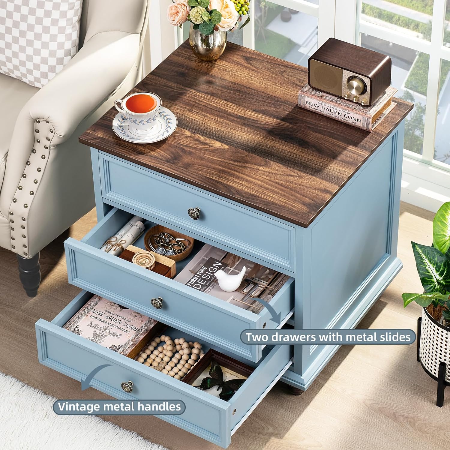 Joaxswe Farmhouse Dresser and Nightstand Sets 3 Piece, Nightstands Set of 2 and 7 Drawers Dressers for Bedroom, 54' Wide Dresser and 24' Inch Night Stand Set for Bedroom, Living Room, Hallway