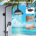 Shower System Matte Black Outdoor Shower Fixtures with 8 Inch Shower Head Handheld Spray and Tub Spout 2 Cross Handles Wall Mounted Shower Faucet Set for Bathroom or Backyard