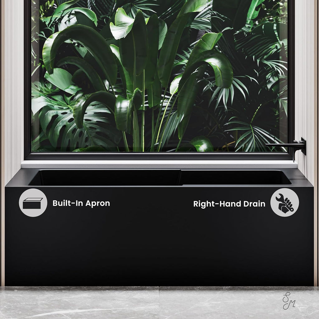 Voltaire 54' x 30' Right-Hand Drain Alcove Bathtub with Apron in Matte Black