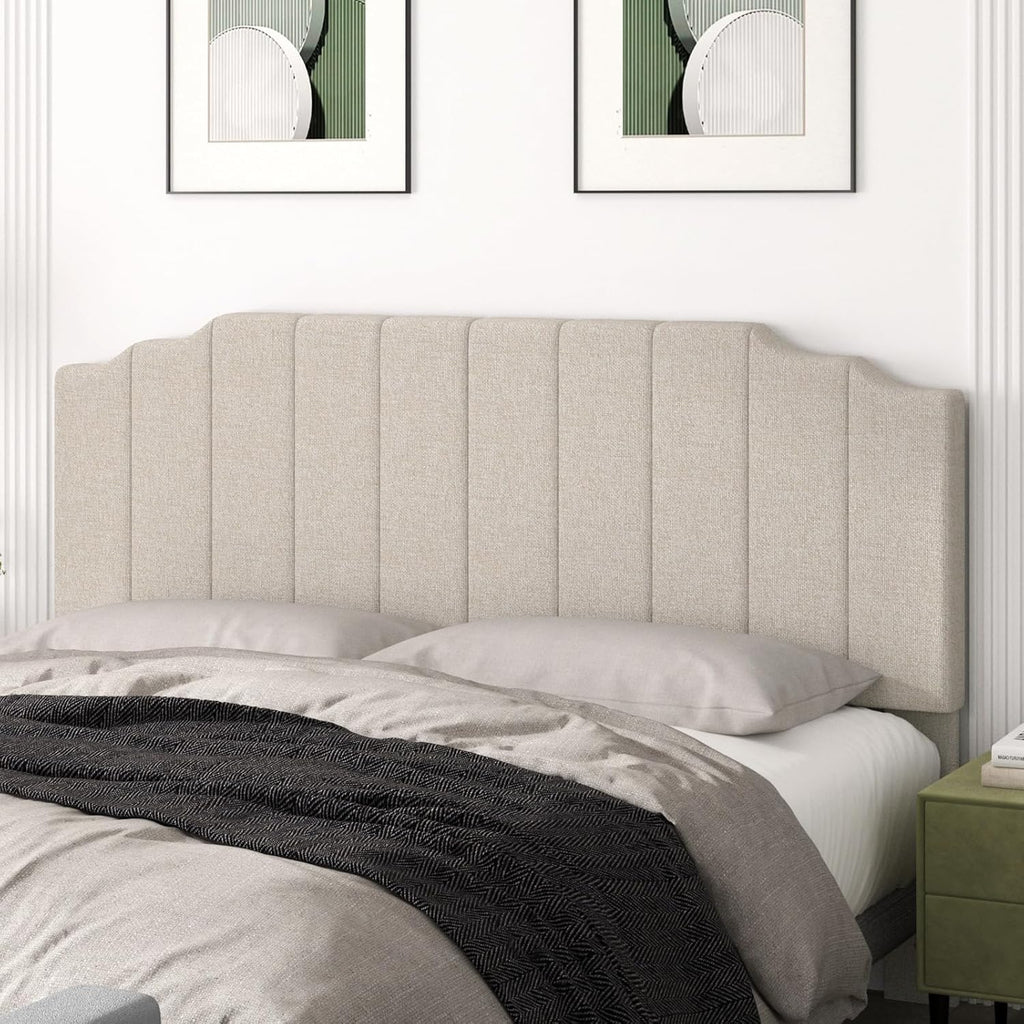 Befurtori King Size Headboard Only, Linen Wall Mounted Headboard King for Adjustable Bed Modern Upholstered Head Board Easy Assembly, Beige