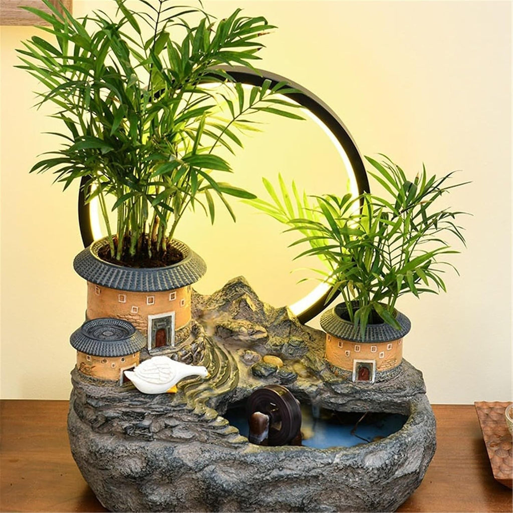 Tabletop Tabletop Fountain Rockery and Water Earthen Building Ornaments for Home Decor Decor