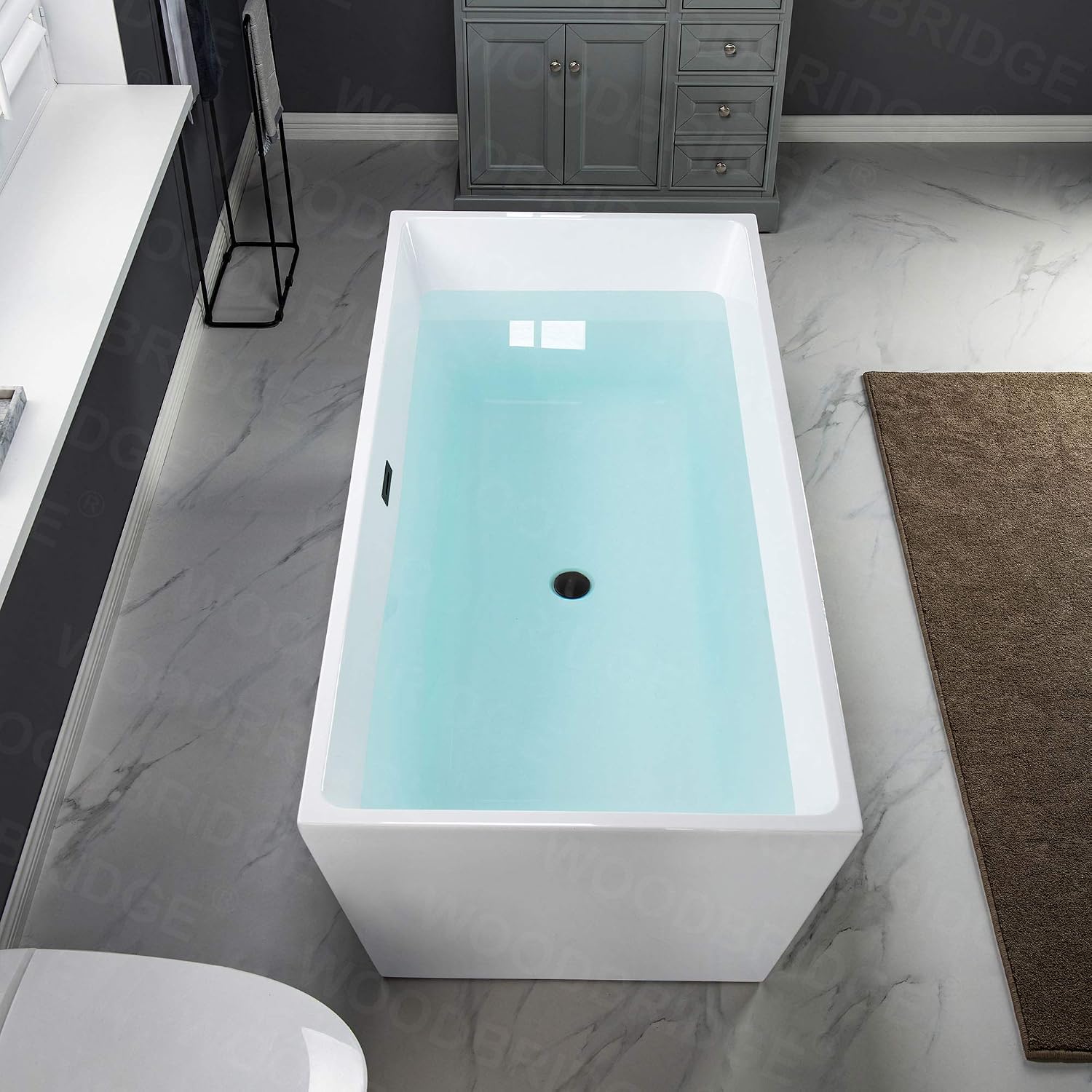 WOODBRIDGE B0003-MB-Drain &O Bathtub, Matte Black, B0003 -MB-Drain &O