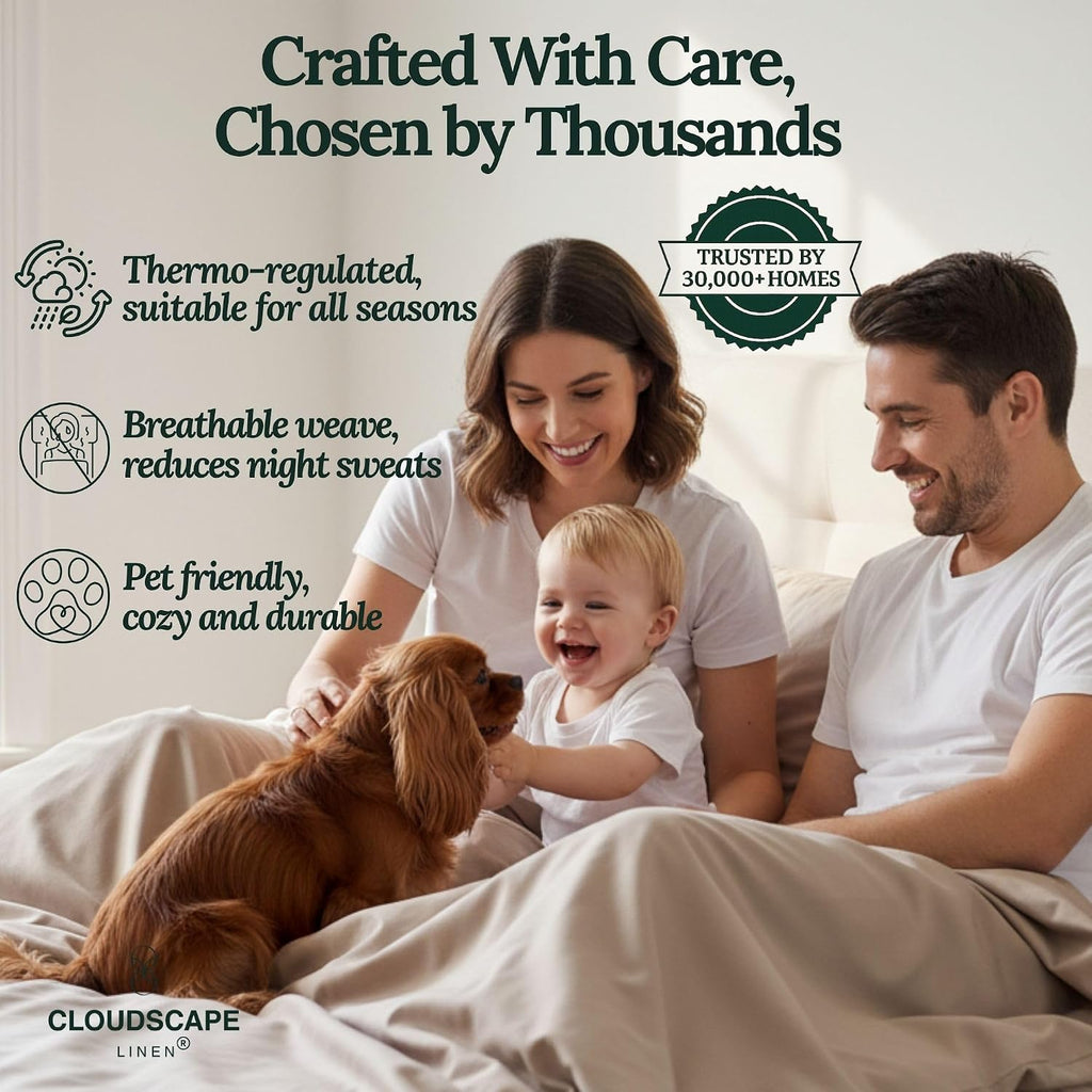 CLOUDSCAPE 100% Egyptian Cotton Sheets Full Size, 4 Pieces Breathable and Naturally Cooling Bedding Set, Long-Staple Cotton for Lasting Softness, Deep Pocket Fitted up to 16' Full Sheet, Taupe