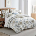 Levtex Home - Maileen Neutral Blue Comforter Set - Full/Queen Comforter (90x94in) and 2 Standard Shams (20x26in) - Floral Vine Design - Neutral Tones - Cotton with Polyester Fill | Reversible
