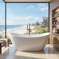 GarveeLife 67 Inch Freestanding Bathtub, Deep Soaking Acrylic Tub for Modern Bathroom, Standalone Soaker with Polished Chrome Overflow and Drain, CUPC Certified, White Glossy Finish