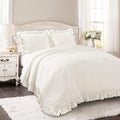 Lush Decor Reyna Ruffle Comforter Set - 3 Piece Cozy Ruffled Bedding Set - Timeless Elegance and Comfort for Dorm Room - Full/ Queen, White