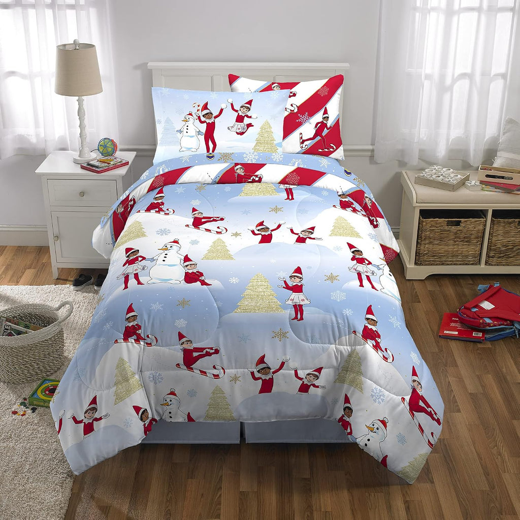 Franco Kids Bedding Soft Comforter and Sheet Set with Sham, 5 Piece Twin Size, Elf on the Shelf