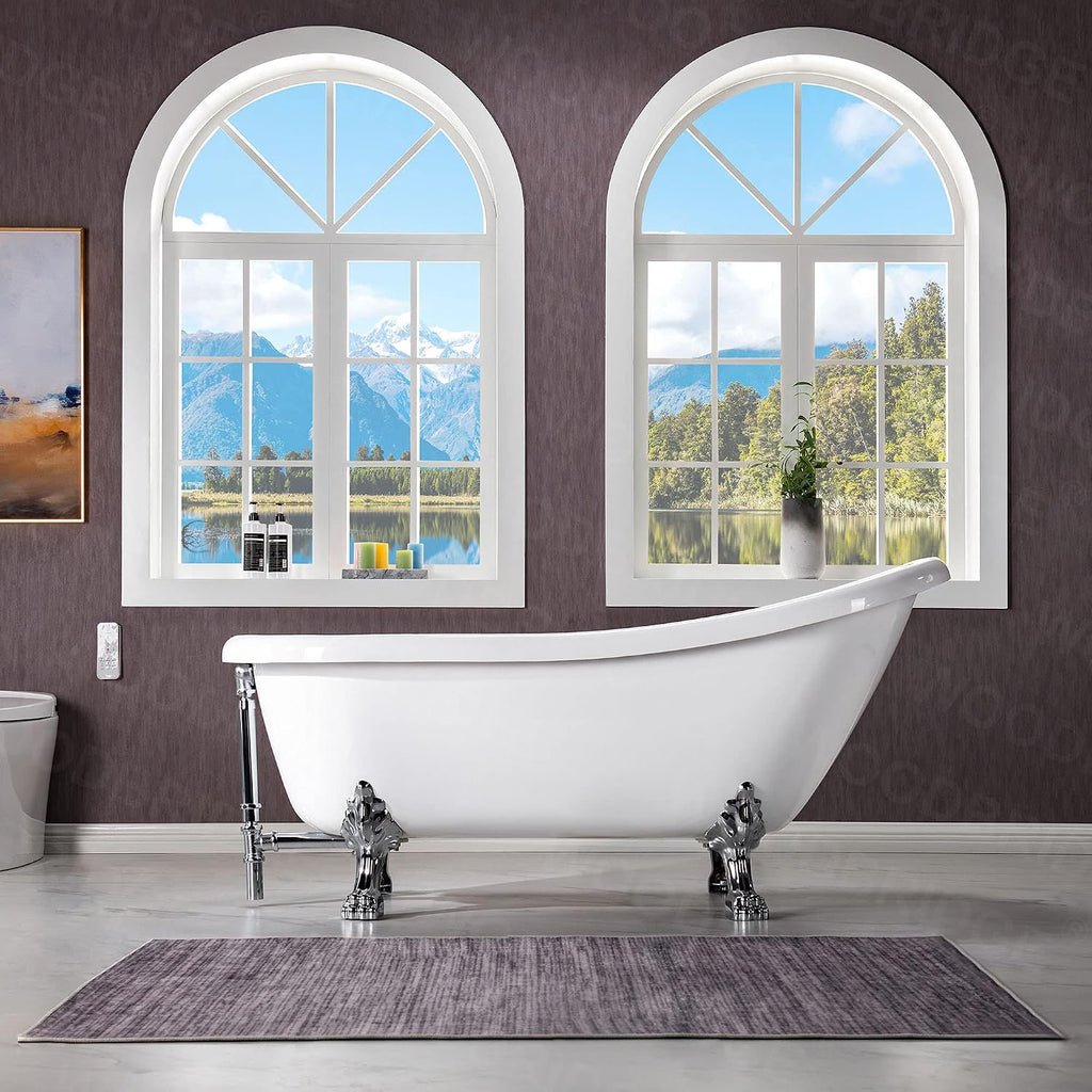 WOODBRIDGE B0023-C-Feet+C-Drain Bathtub, Chrome