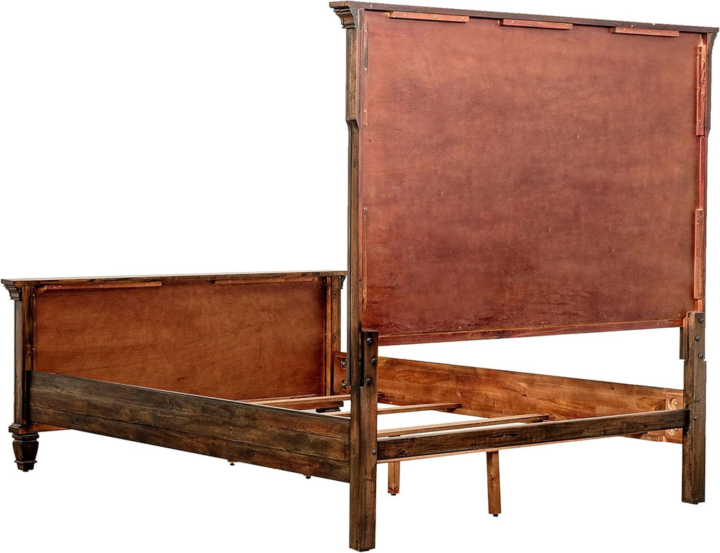 Coaster Home Furnishings Avenue Traditional 4-Piece Bedroom Set Eastern King Size Panel Bed Frame 68-inch Headboard Weathered Burnished Brown 223031KE-S4