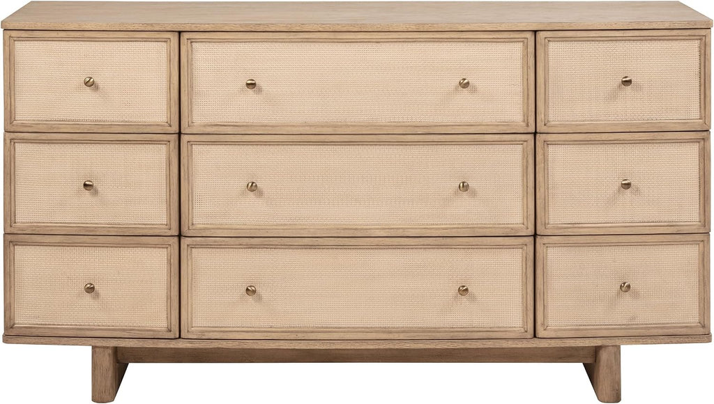 Coaster Home Furnishings Kailani Coastal 4-Piece Bedroom Set Fabric Upholstered Queen Size Wingback Bed Frame 49-inch Headboard Beige Oak 225041Q-S4