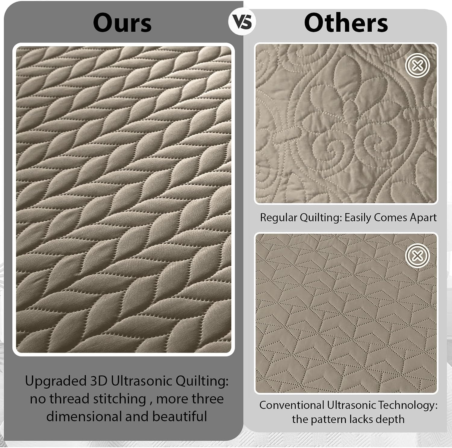 IR Imperial Rooms 8 Pack Quilt King Size Bedding (106' x 96') - Bulk Wholesale for Hotels, Guest Bedroom & Airbnbs - Lightweight Microfiber Reversible Embossed Quilts Bedspread (Beige)