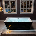 WOODBRIDGE 67' Acrylic Freestanding Bathtub Contemporary Soaking Tub, Black Acrylic (Brushed Nickel Drain/Overflow),B1812 Black -B/N-Drain &O