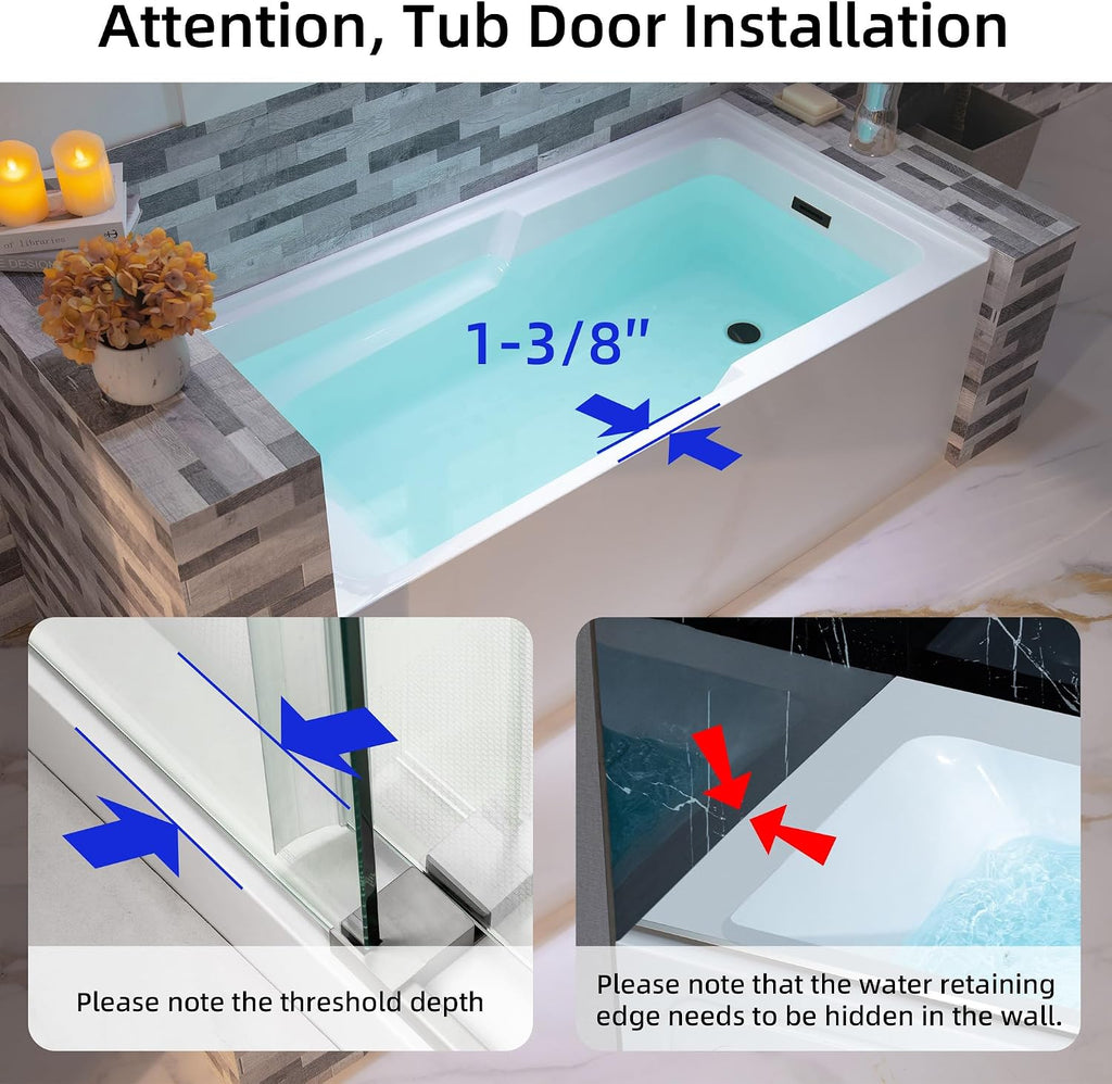 WOODBRIDGE 60' Acrylic Rectangular Alcove Soaking Bathtub in White with Right Drain, Oil Rubbed Bronze pop-UP Drain Included BA6030R