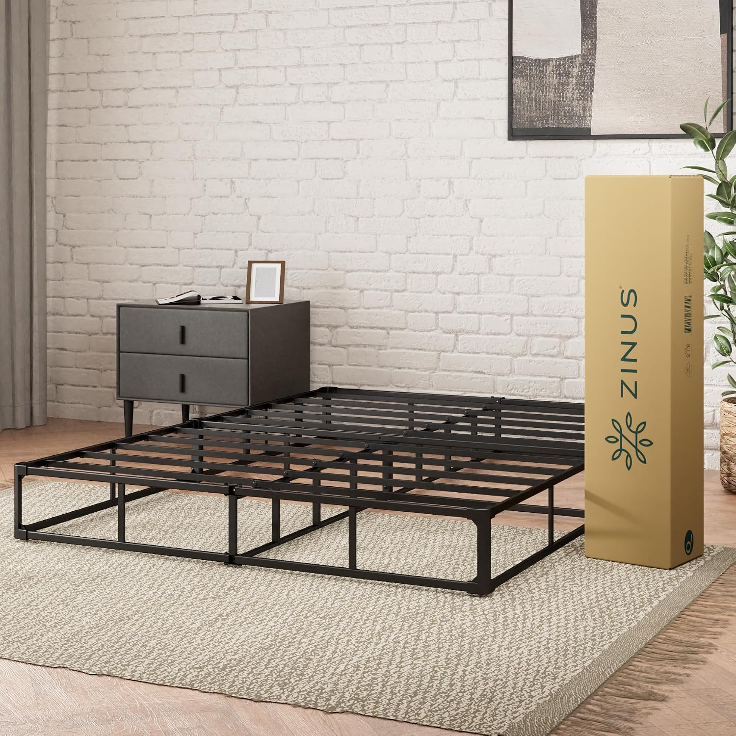 Zinus 9 Inch WonderBox(TM) Smart Box Spring, Quick Assembly Mattress Foundation, Durable Metal Frame, King, Grey