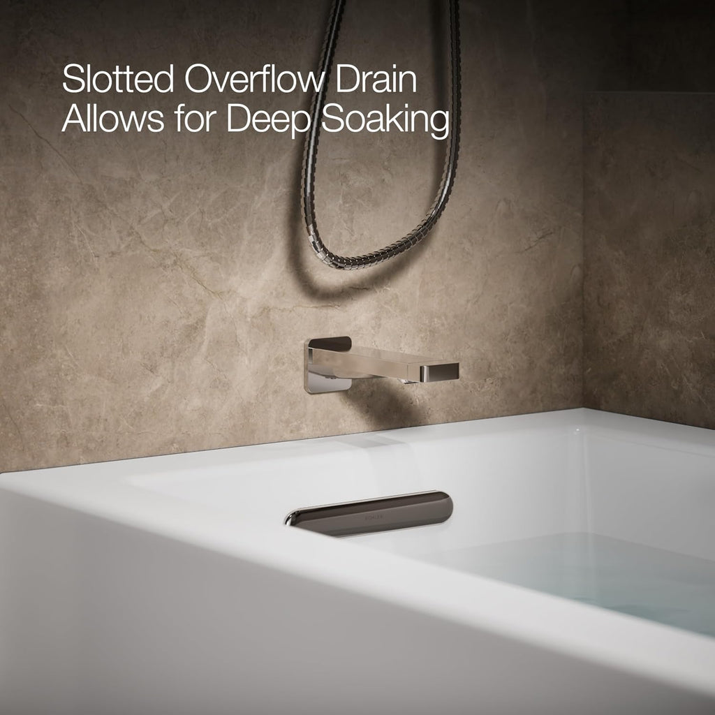 Kohler K-20202-LA Underscore 60' Soaking Bathtub for Three Wall Alcove Installation with Left Drain and 68 Gallon Water Capacity - White