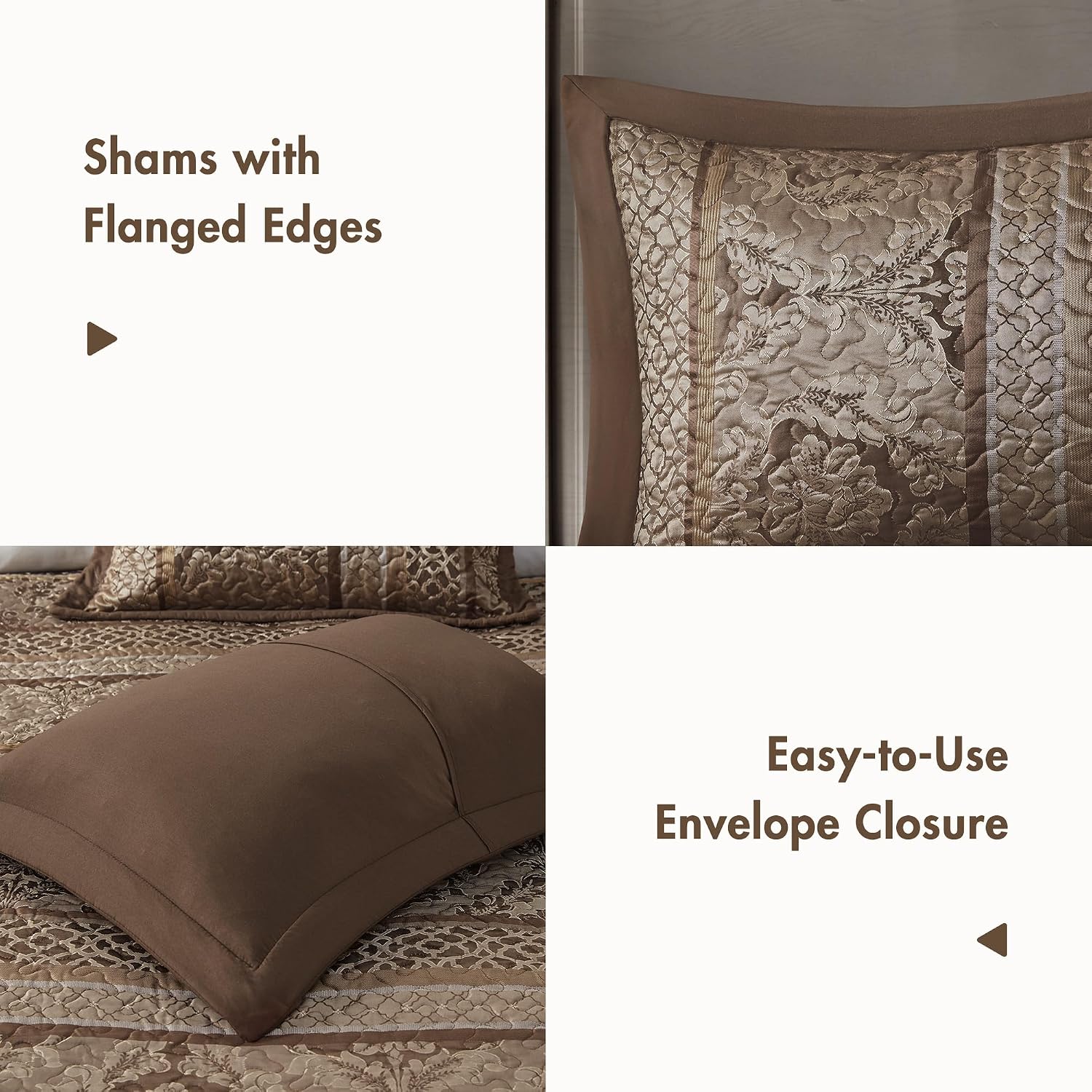 Madison Park Bellagio Reversible Quilted Bedspread Set, Solid Reverse Summer Breathable, Lightweight All Season Bedding Layer, Matching Shams, Bedspread King(120'x118'), Brown 5 Piece