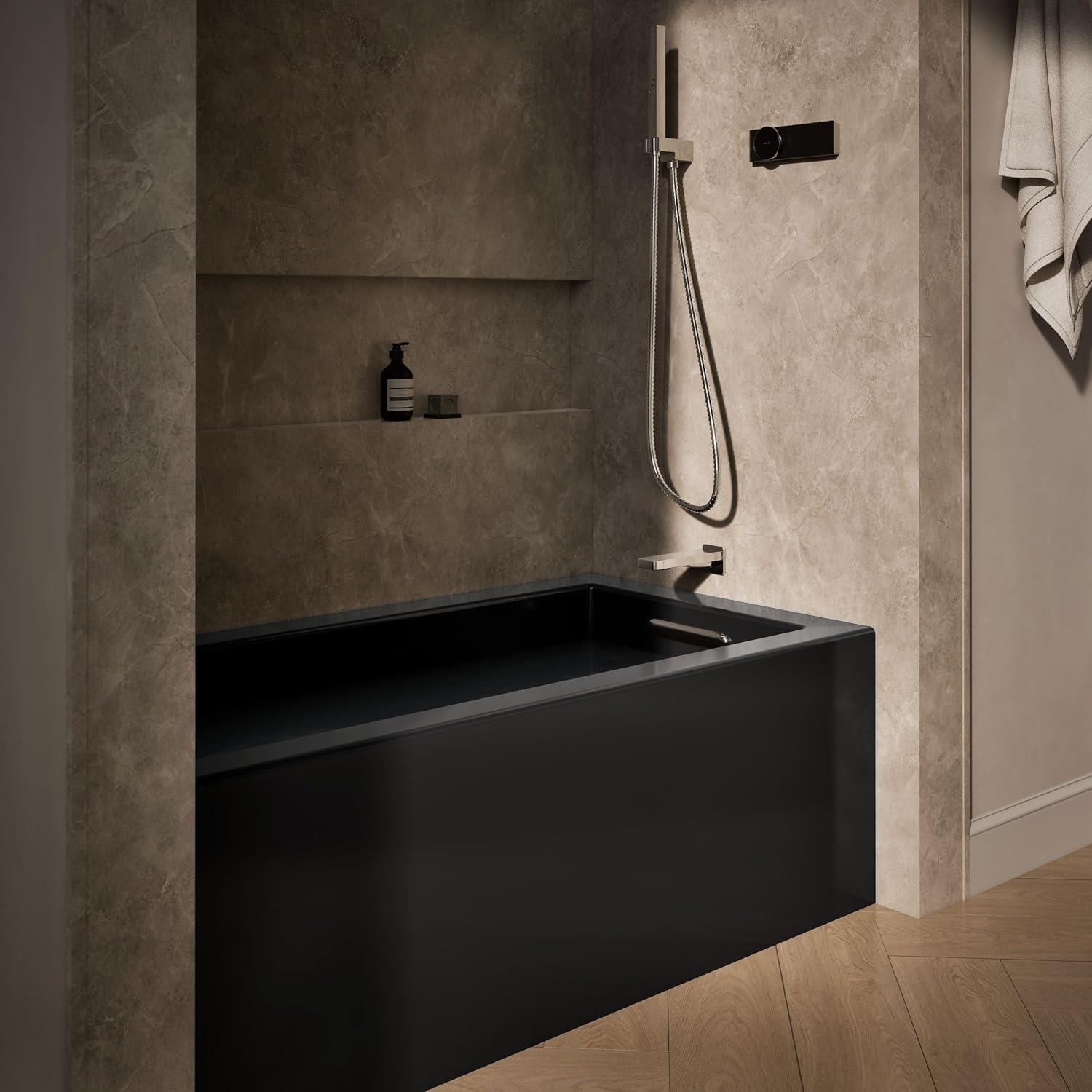 Kohler 1957-RA-7 Underscore® 60' x 32' alcove bath right drain, Black Black