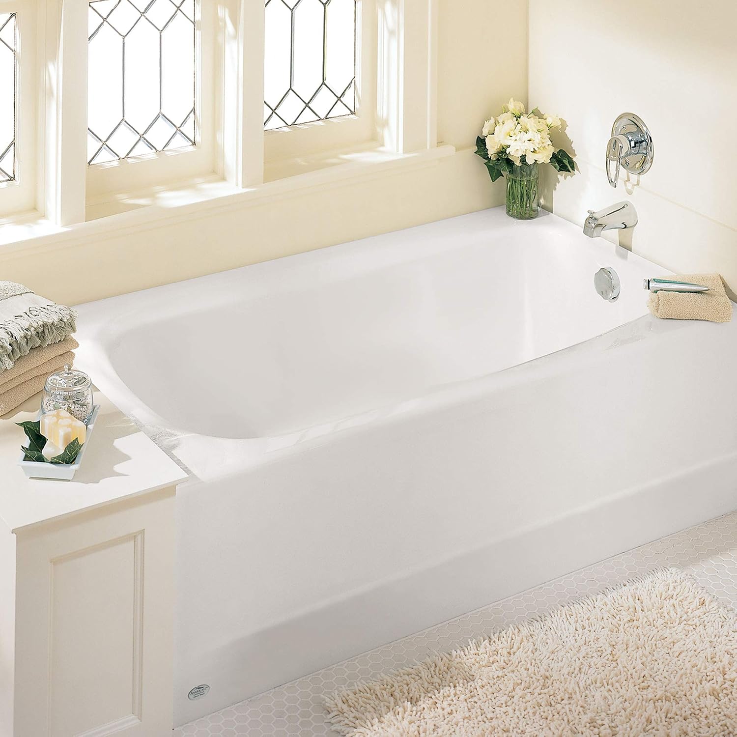 American Standard 2460002.020 Cambridge Apron-Front Americast Soaking Bathtub Left Hand Drain,60 x 32 In, White, 50-60 gal