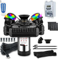 Goldlife Pond Fountain Aerator, F3 With 4 RGB Lights, 1HP 750W 110V Stainless Steel Floating Fountain With 100FT Power Cord Black Octagon Aerating Fountain Pump for Small Large Pond Lake Pool FishFarm