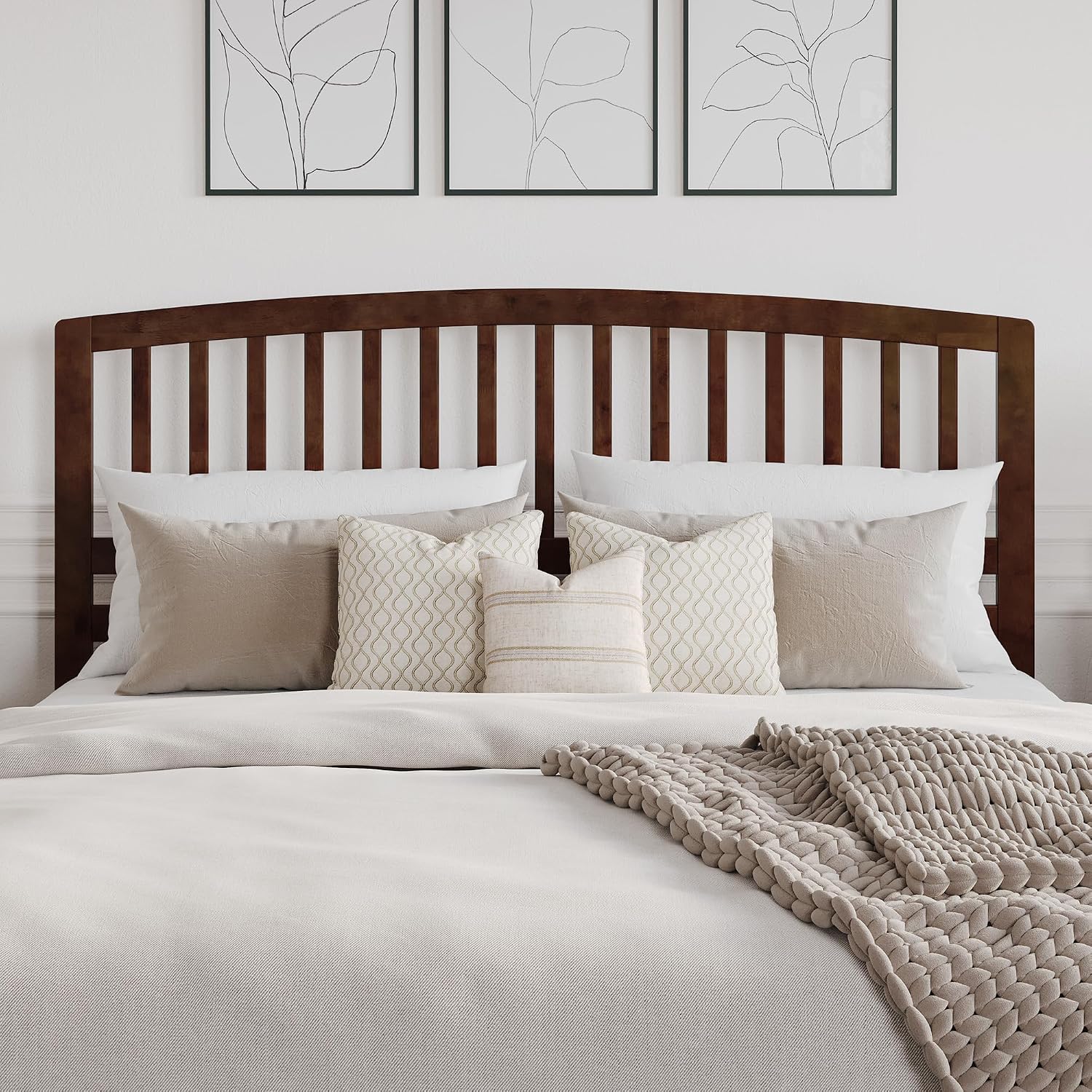 AFI, Richmond Slatted King Solid Wood Headboard, Walnut