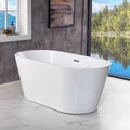 WOODBRIDGE 54'Freestanding White Acylic Soaking Bathtub with Chrome Drain and Overflow,BTA1702-C-Drain&O