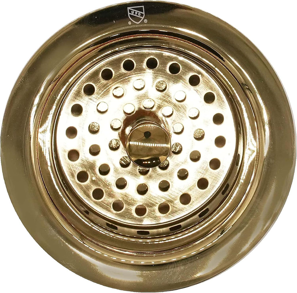 Westbrass CO2165S-01 COMBO PACK 3-1/2' Post Style Large Kitchen Sink Basket Strainer and Waste Disposal Drain Flange with Basket Strainer, Polished Brass