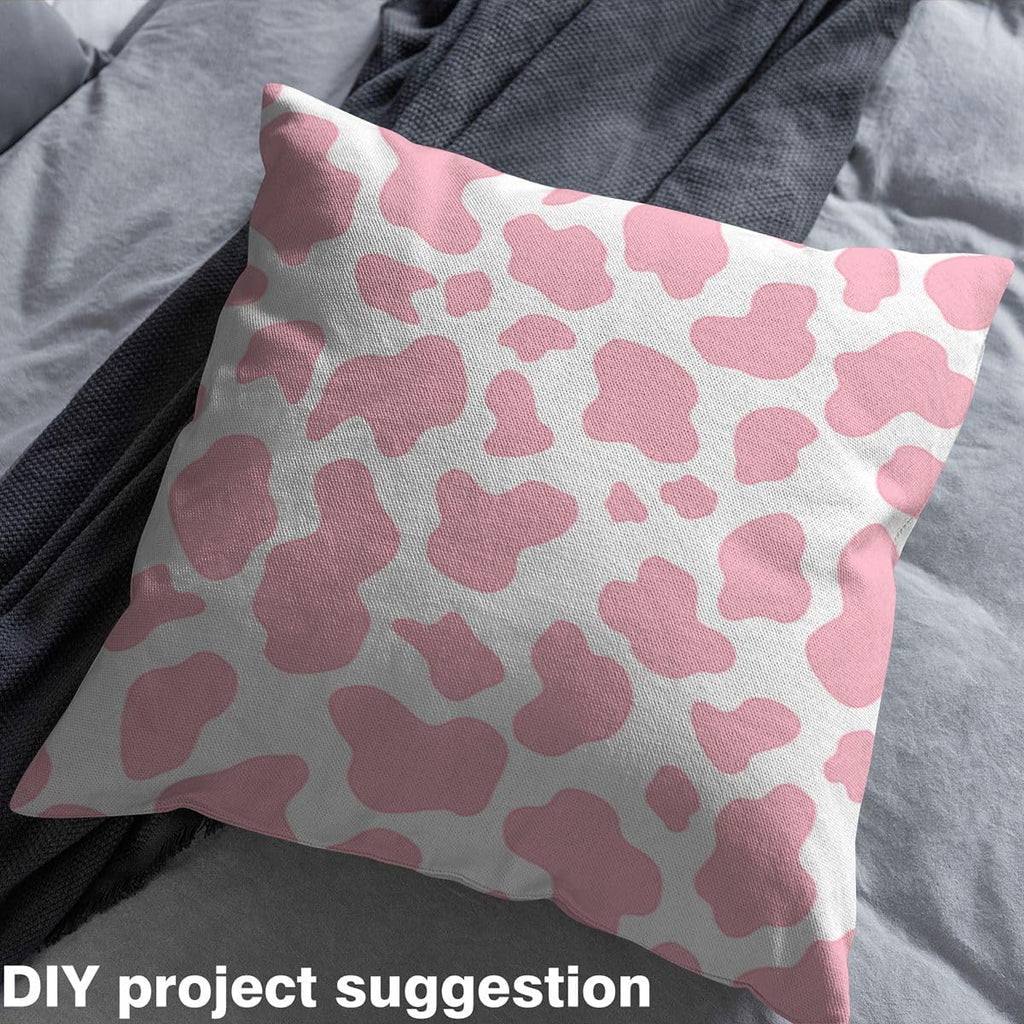Cow Print Fabric By The Yard Cowhide Upholstery Fabric for Quilting Sewing Clothing Milk Cow Farmhouse Animal Decorative Fabric Upholstery and Home Accents, DIY Craft Patchwork, 10 Yards, Pink