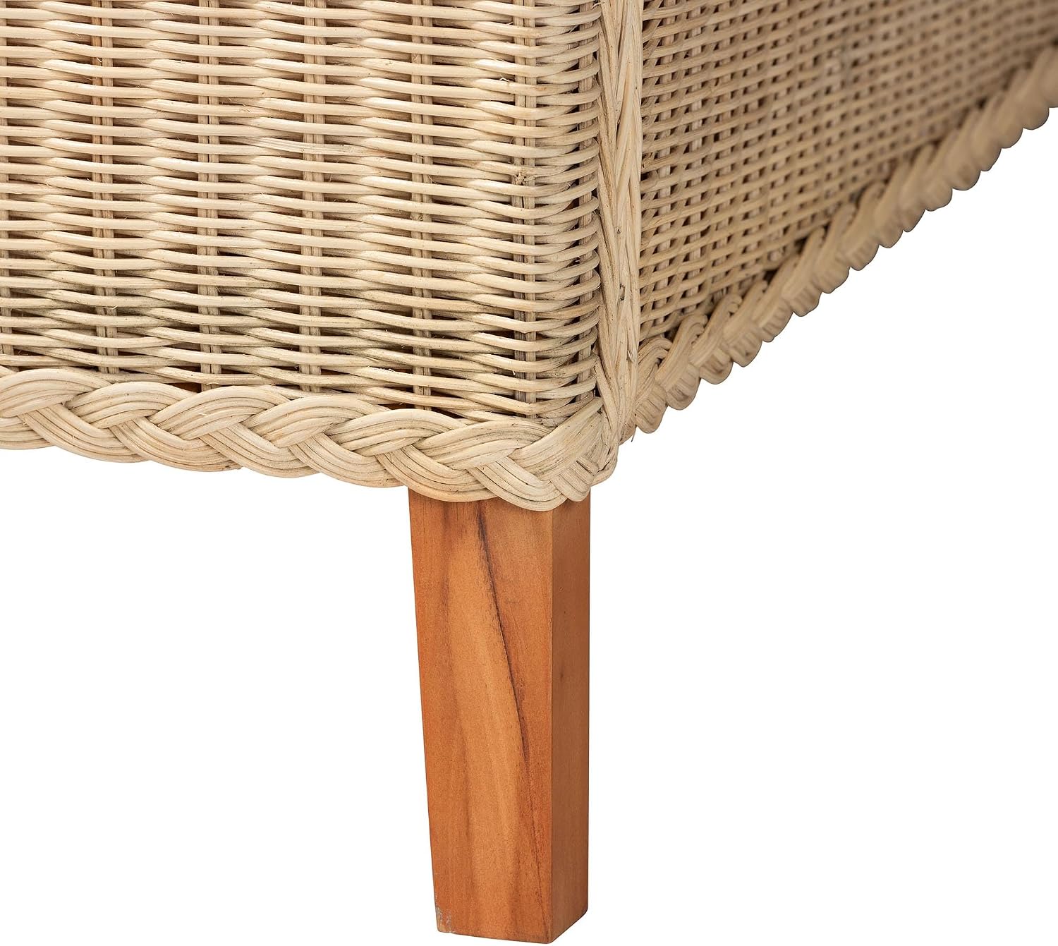 bali & pari Lanica Sun-Bleached Braided Rattan Queen Size 4-Piece Bedroom Set