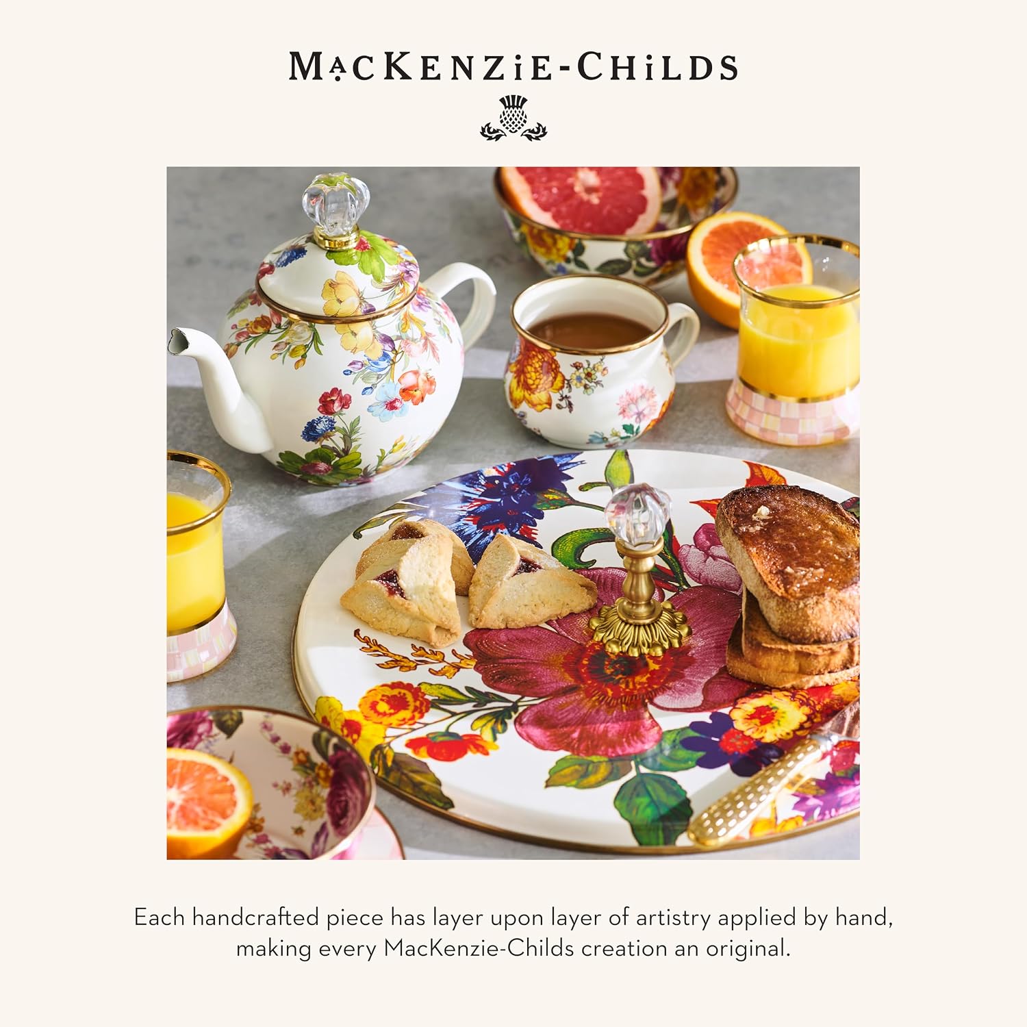 MACKENZIE-CHILDS Entrance Mat, Decorative Outdoor Front-Door Mat, Coir Doormat, Flower Market