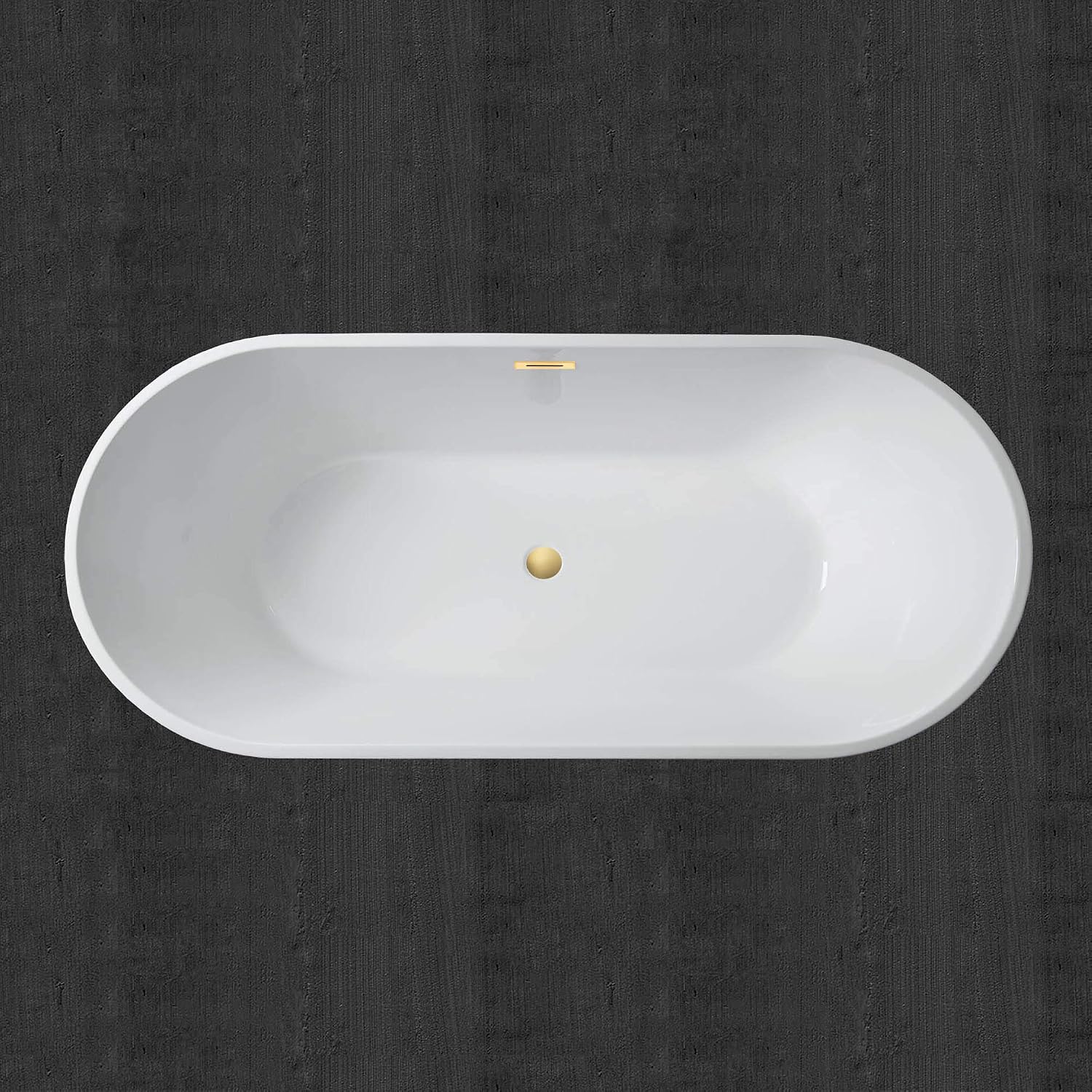WOODBRIDGE 71' Acrylic Freestanding Bathtub Contemporary Soaking White Tub with Brushed Gold Overflow and Drain,B1701-BG