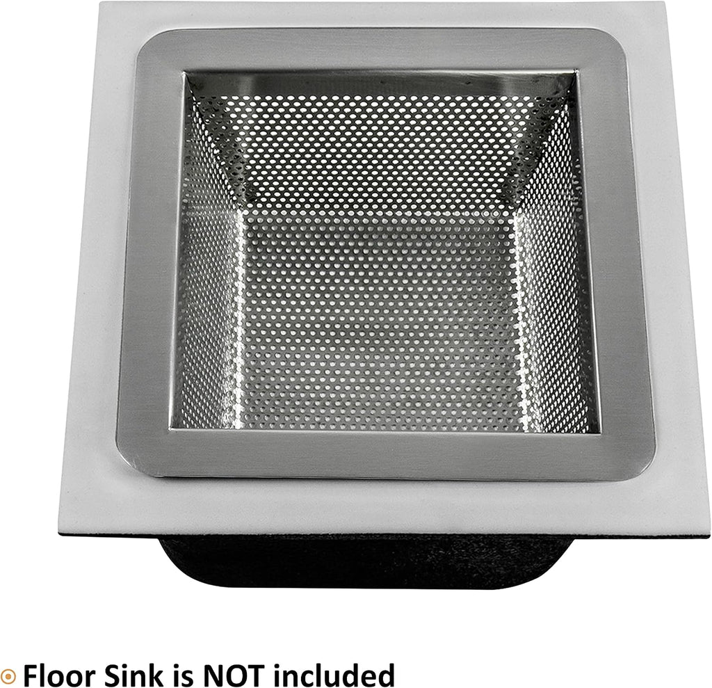 GSW Stainless Steel Floor Sink Drain Strainer 10'W x 10'L x 5'H - Perfect for Restaurant, Bar, Buffet (5'H SS x 4)