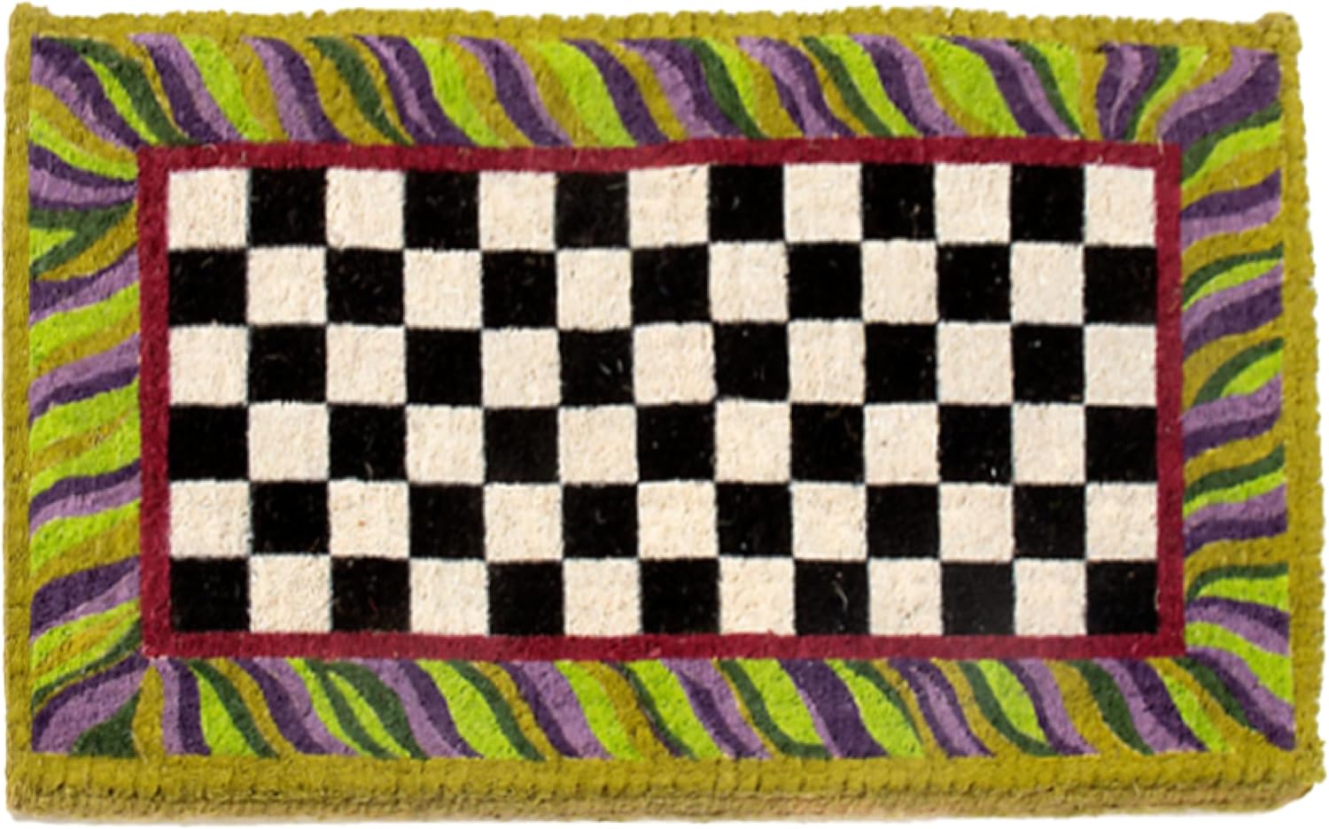 MACKENZIE-CHILDS Entrance Mat, Decorative Outdoor Front-Door Mat, Coir Doormat, Black-and-White Courtly Check