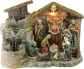 NORTHLIGHT 11-Piece Pre-Lit Brown Christmas Nativity Figurine Set with Water Fountain 11' - Warm White Light
