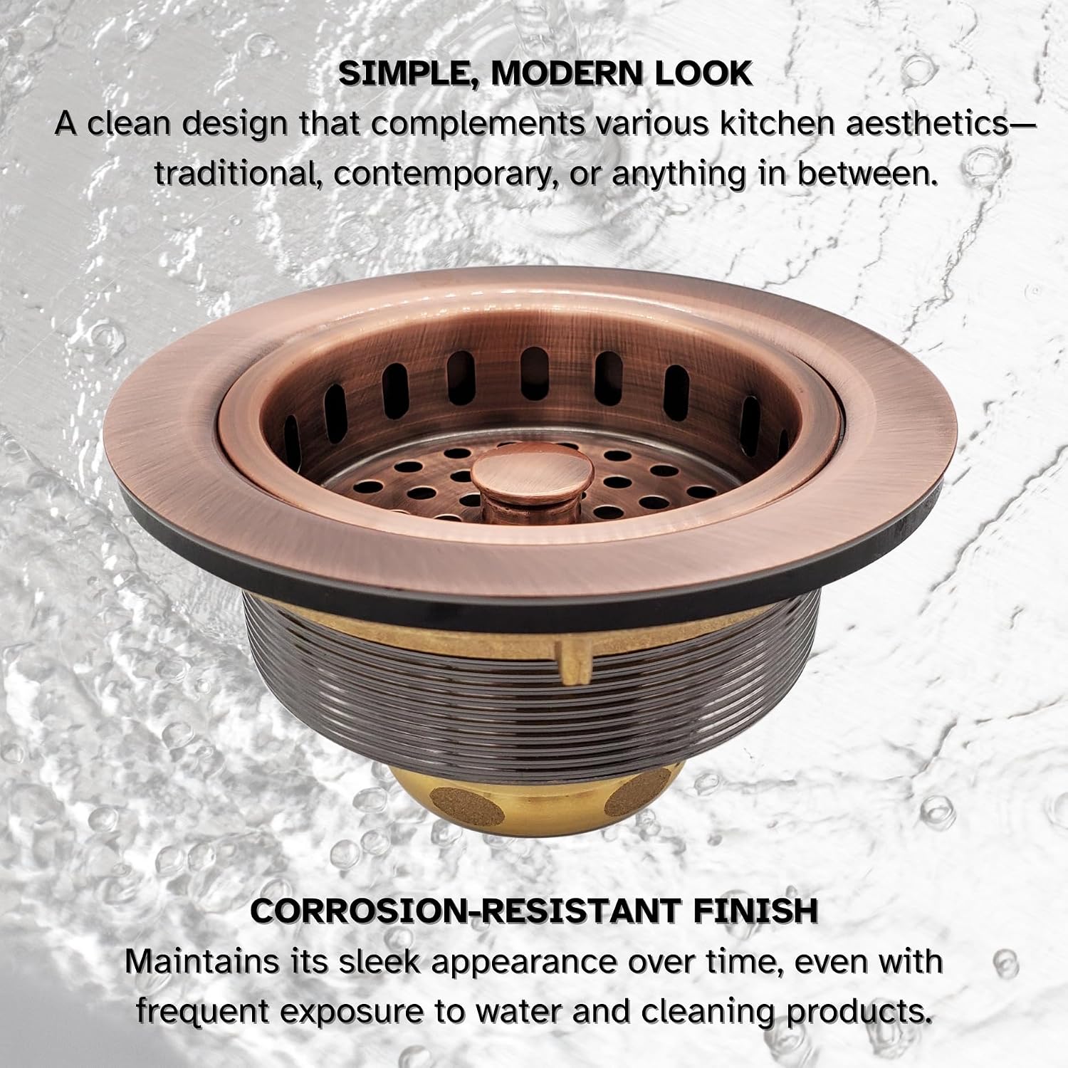 Westbrass D214-50-11 3-1/2' Post Style Large Kitchen Sink Basket Strainer, Antique Copper (50-Pack)