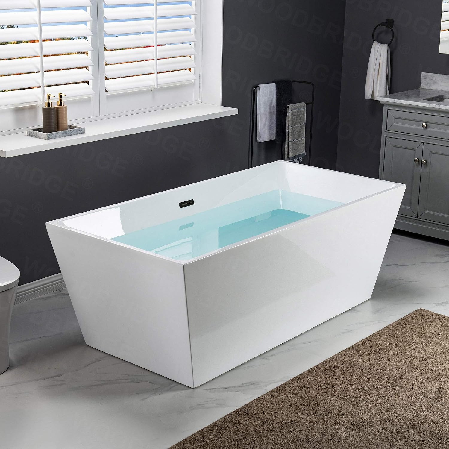 WOODBRIDGE B0003-MB-Drain &O Bathtub, Matte Black, B0003 -MB-Drain &O