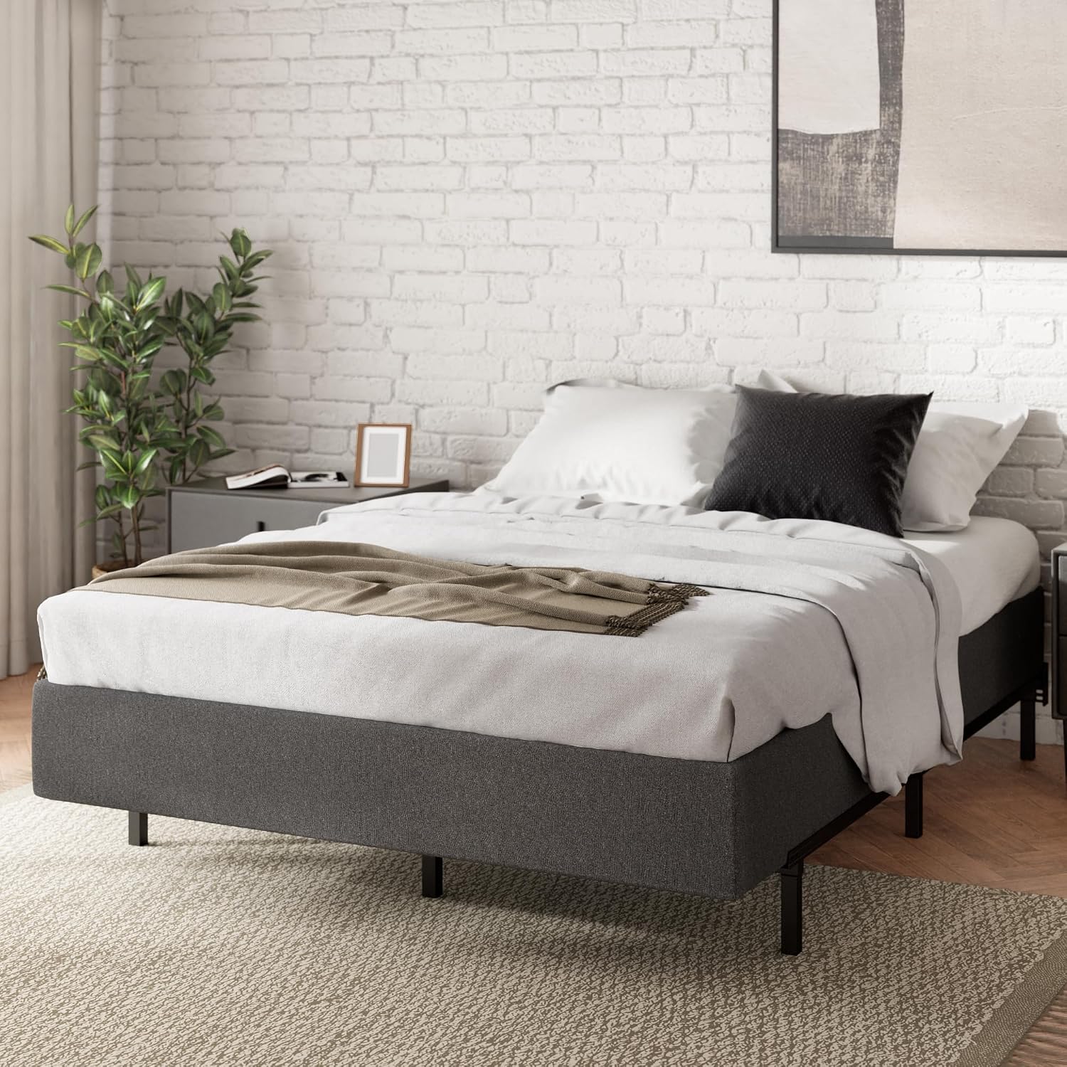 Zinus 9 Inch WonderBox(TM) Smart Box Spring, Quick Assembly Mattress Foundation, Durable Metal Frame, King, Grey