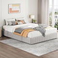 Yaheetech Queen Bed Frame Upholstered Platform Bed with 3 Storage Drawers, Large Storage Space/Strong Wooden Slats/Non-Slip and Noise-Free/No Fixed Headboard/No Box Spring Needed/Beige Queen Bed