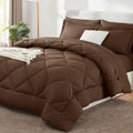 CozyLux Super King Comforter Set Brown, 7 Pieces Bed in a Bag Comforter Set with Sheets, All Season Bedding Set with Down Alternative Comforter, Sheets, Pillowcases & Shams