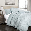 Lush Decor Ravello Pintuck Comforter Set - Luxe 5 Piece Textured Bedding Set - Traditional Glam & Farmhouse Inspired Bedroom Decor - Full/ Queen, Blue