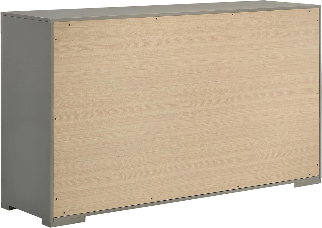 Coaster Home Furnishings Ives Contemporary 4-Piece Bedroom Set Queen Size LED Panel Bed Frame 57-inch Headboard Grey High Gloss 224971Q-S4
