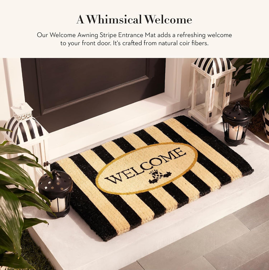 MACKENZIE-CHILDS Entrance Mat, Decorative Outdoor Front-Door Mat, Coir Doormat, Awning Stripe